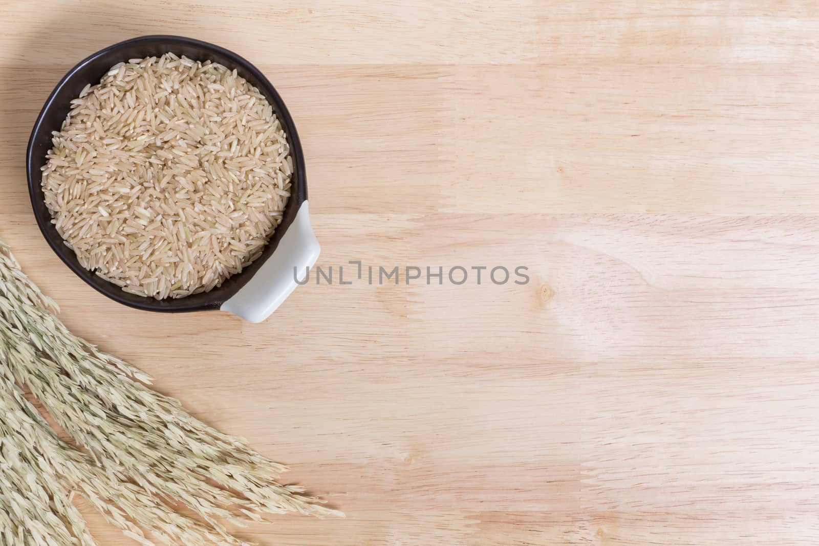 Uncooked Jasmine Brown Rice in Bowl