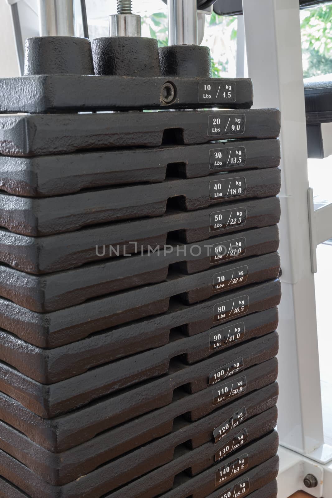 Weight training machine and equipment in gym