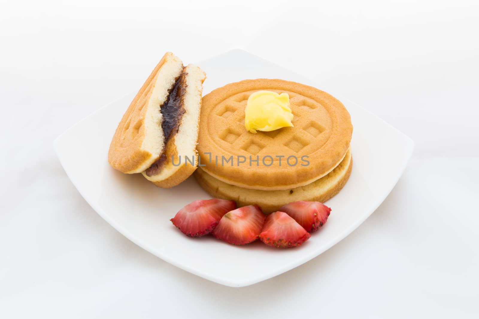Waffle, Isolated on white background.