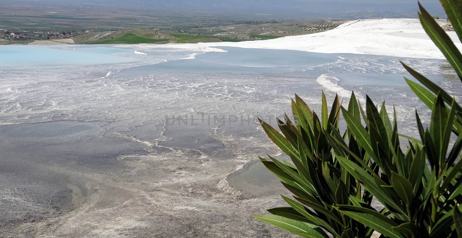 Vacation in Turkey, visit of the white patios and pools from Travertin in Pamukkale