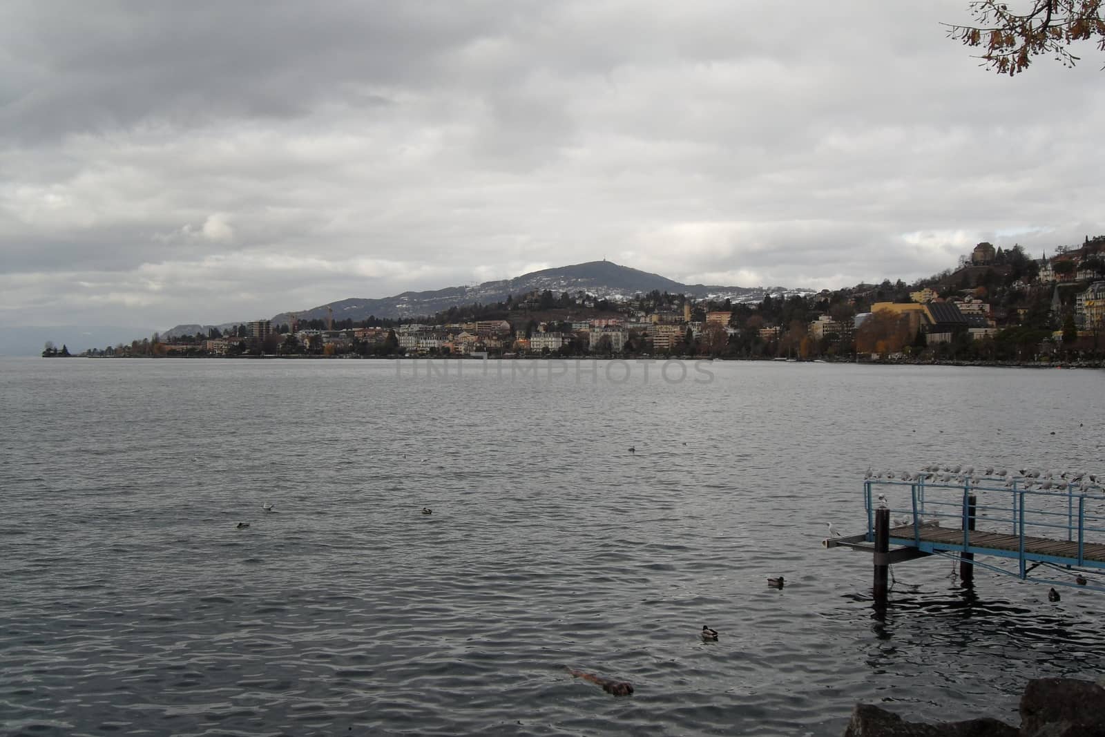 Montreux, Switzerland - 29 December 2011: A beaufitul view of Montreaux, a wonderful small town near to Geneva lake