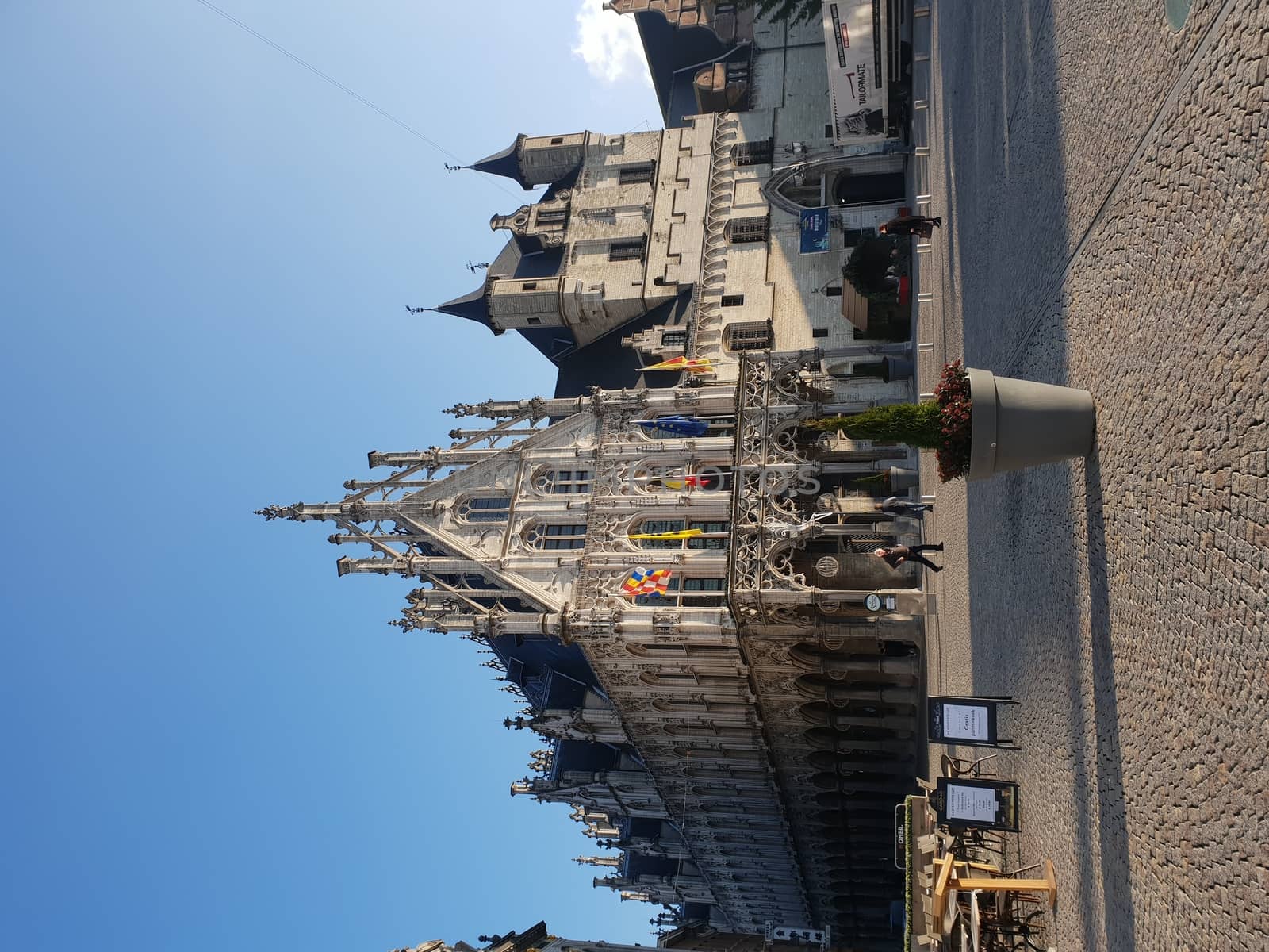 Mechelen, Flanders, Belgium - December 13, 2018: The Mechelen square and the St. Rumbold's Cathedra in the historical city center in Mechelen (Malines)