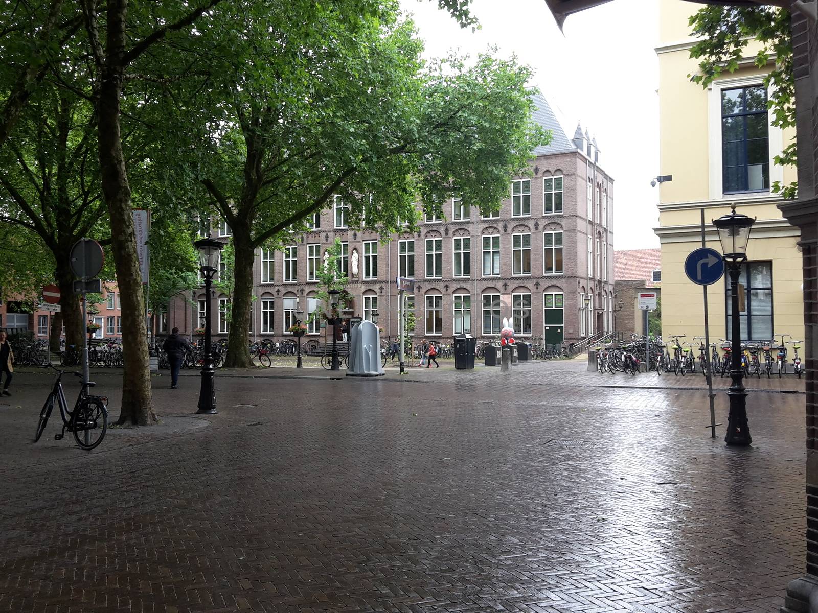 Utrecht, Netherlands - June 7, 2017: Traditional old street and buildings in Utrecht, Netherlands.
