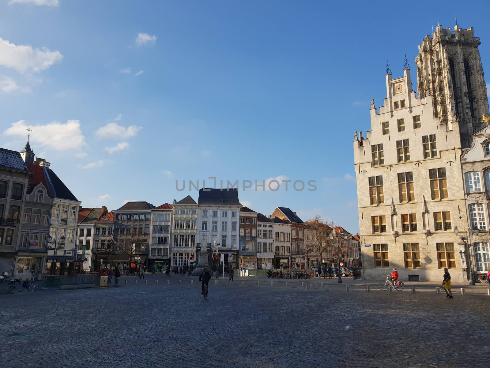 Mechelen, Flanders, Belgium - December 13, 2018: The Mechelen square and the St. Rumbold's Cathedra in the historical city center in Mechelen (Malines) by matteobartolini