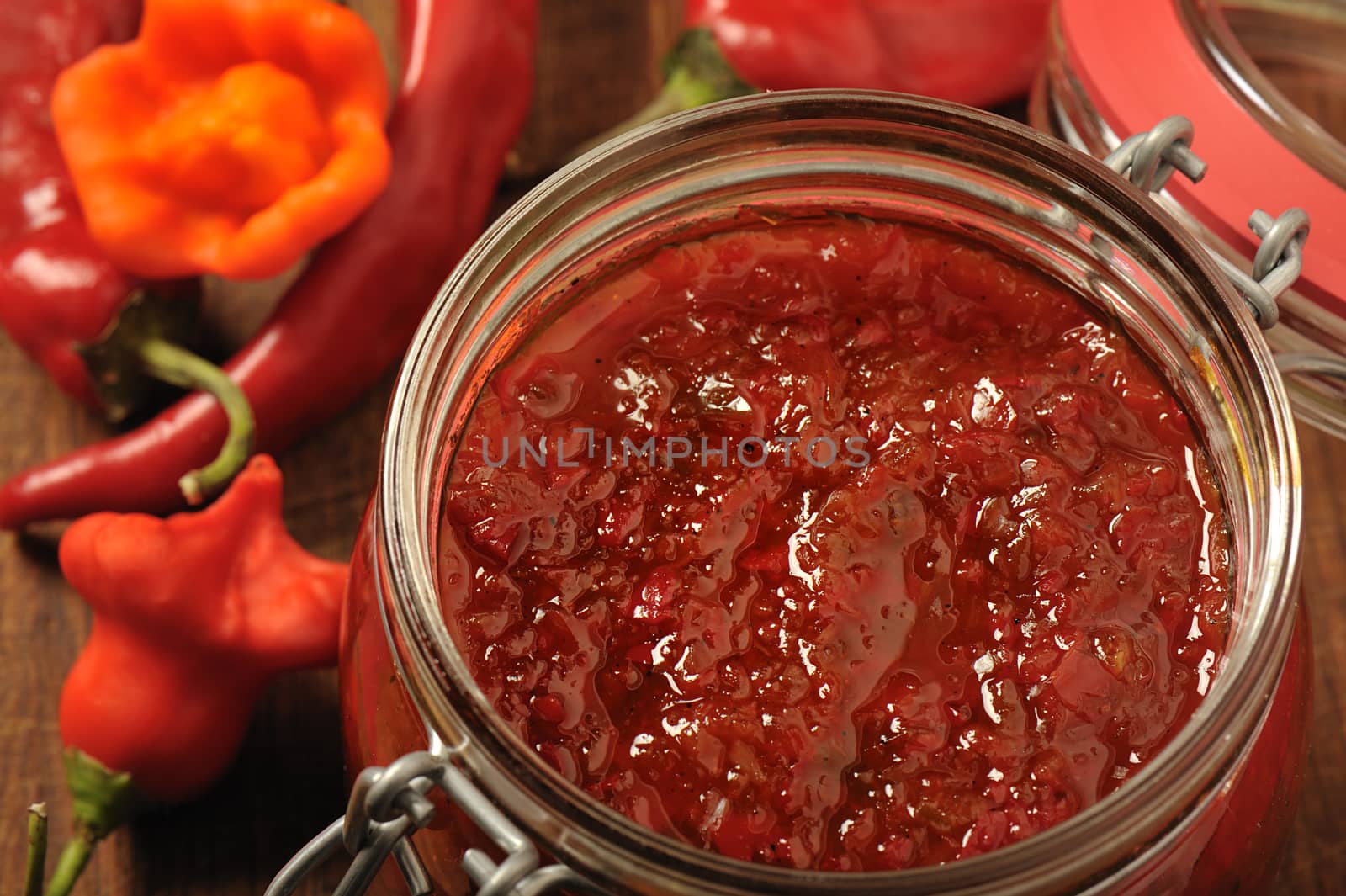 Vegetable Hot Pepper Jam in Glass Jar