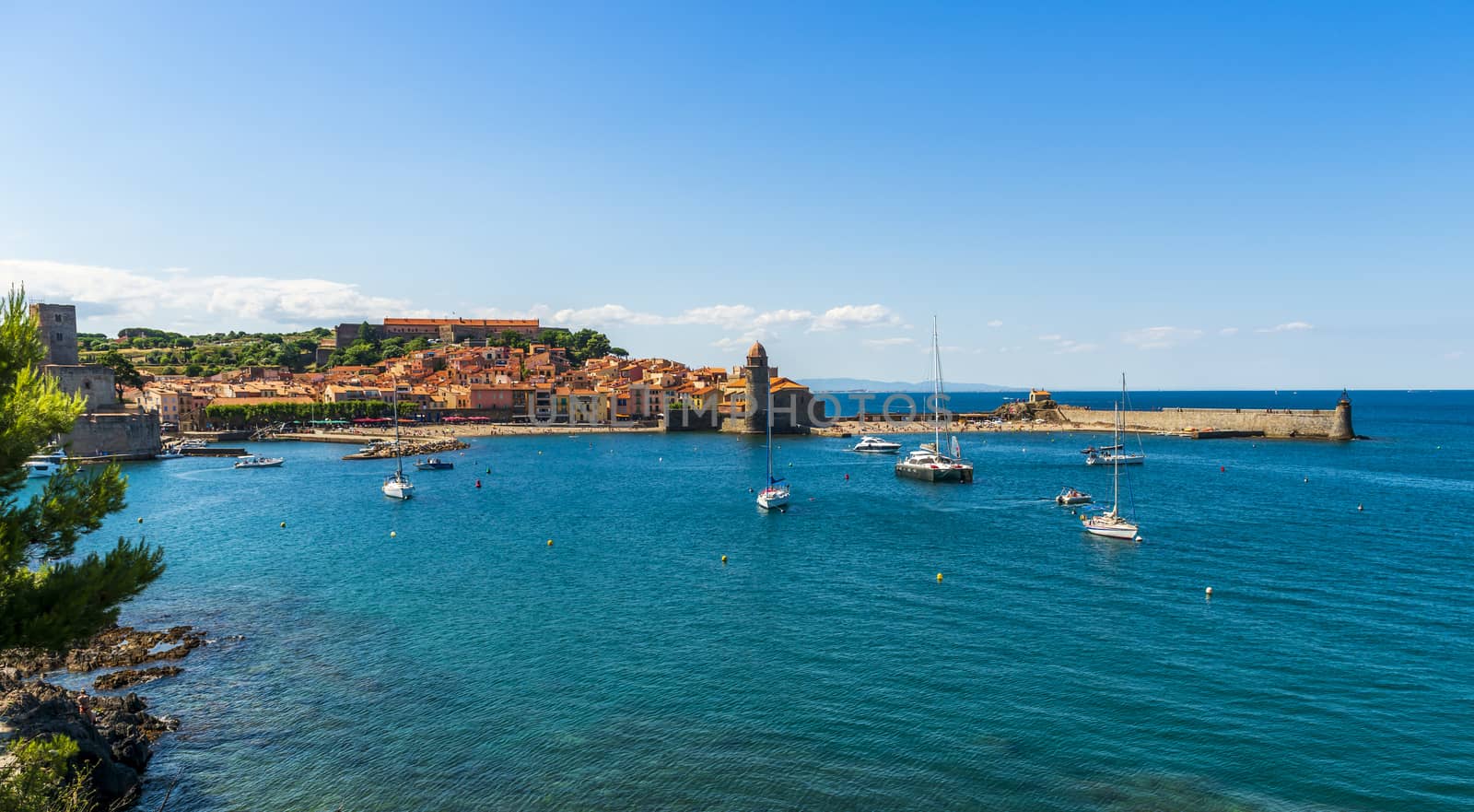 Superb old village of Collioure, on the Mediterranean coast in the department of Pyrénées-Orientales, in the Occitanie region, in the south of France.