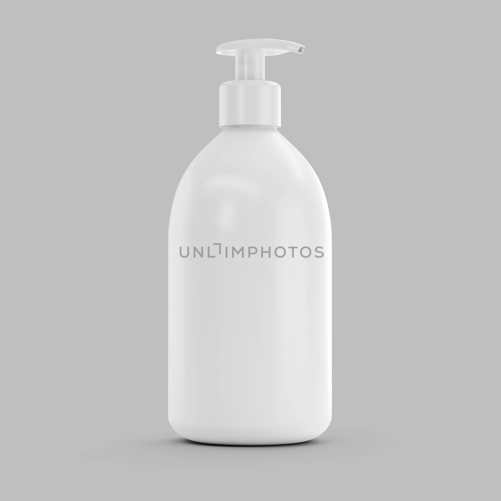 White plastic bottle with dispenser for cosmetic - mockup. 3d illustration