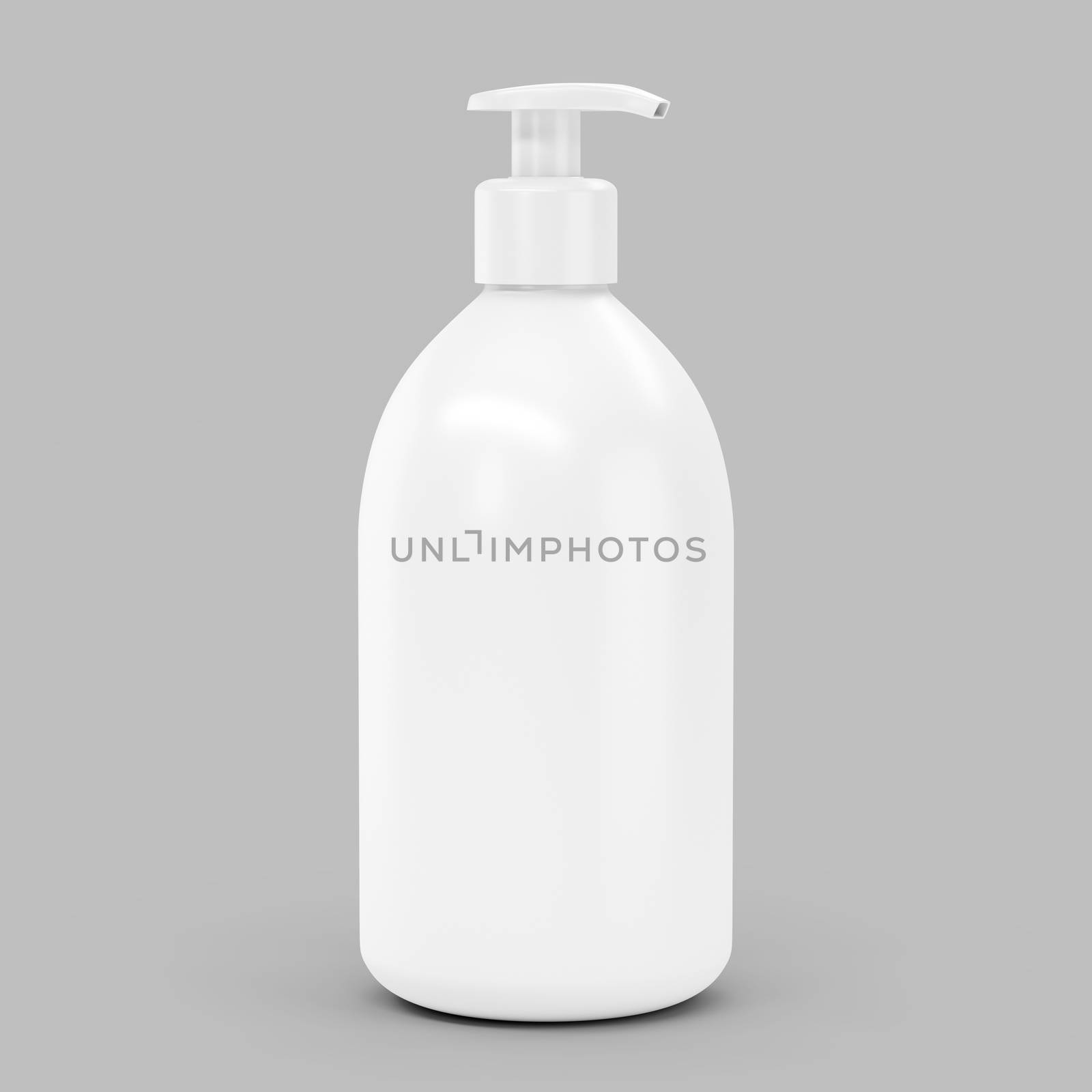 White plastic bottle with dispenser for cosmetic - mockup. 3d illustration