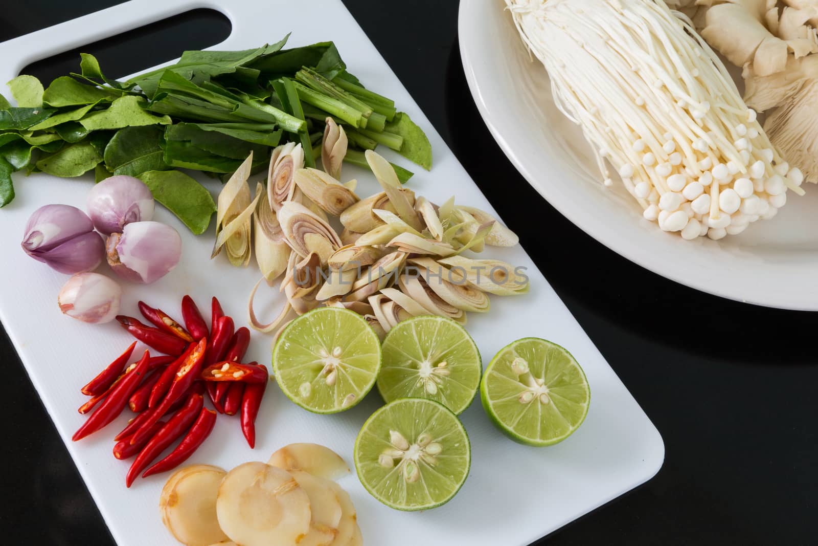 Various kinds of ingredients for Thai dish : Tom Yum