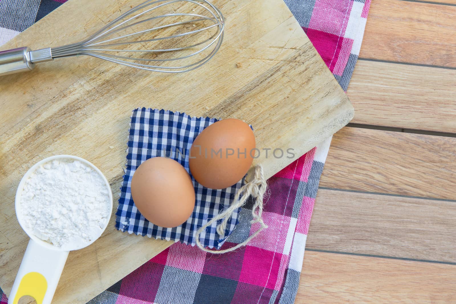 Egg, milk, flour are basic raw materials for baking and dessert cooking.