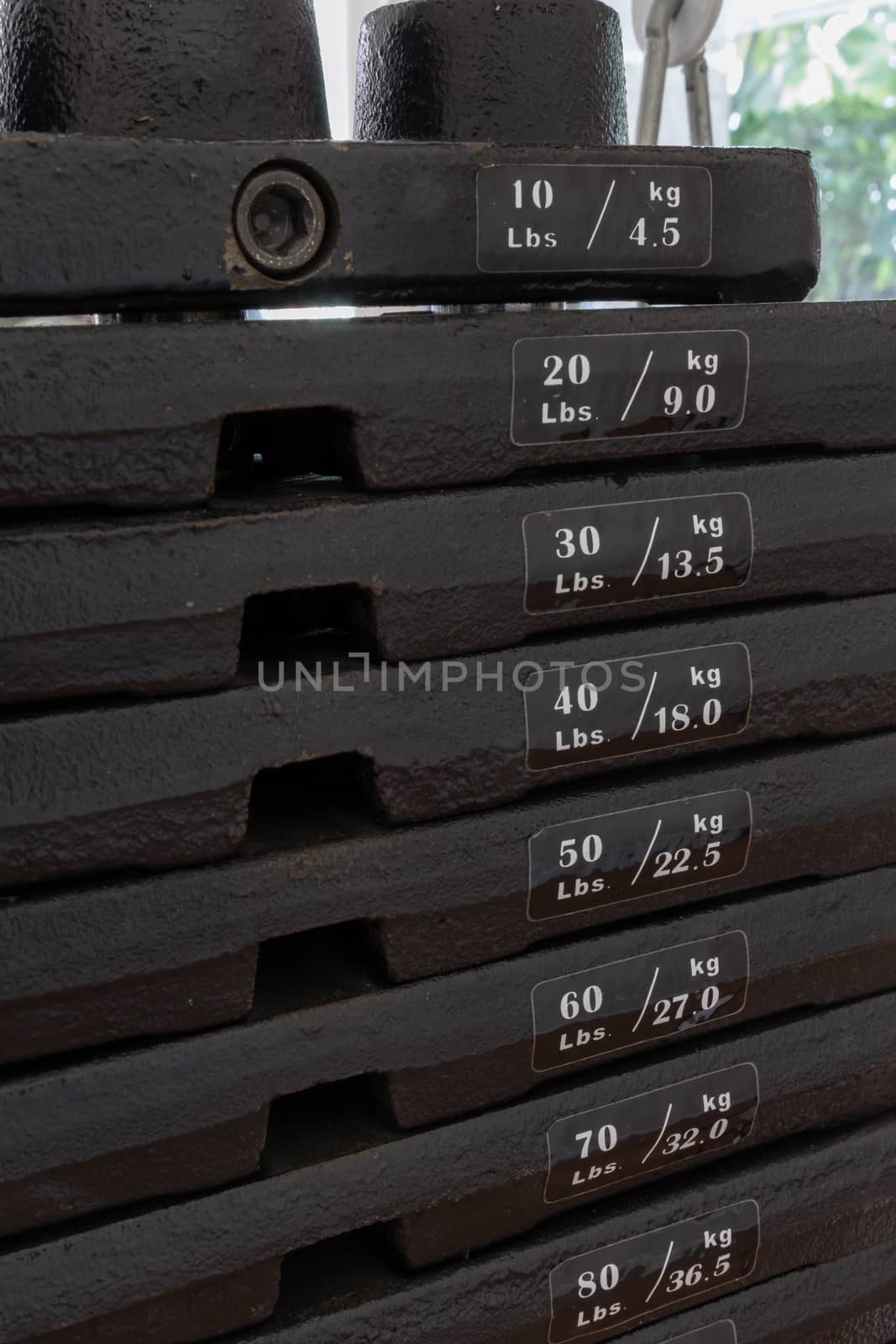 Weight training machine and equipment in gym