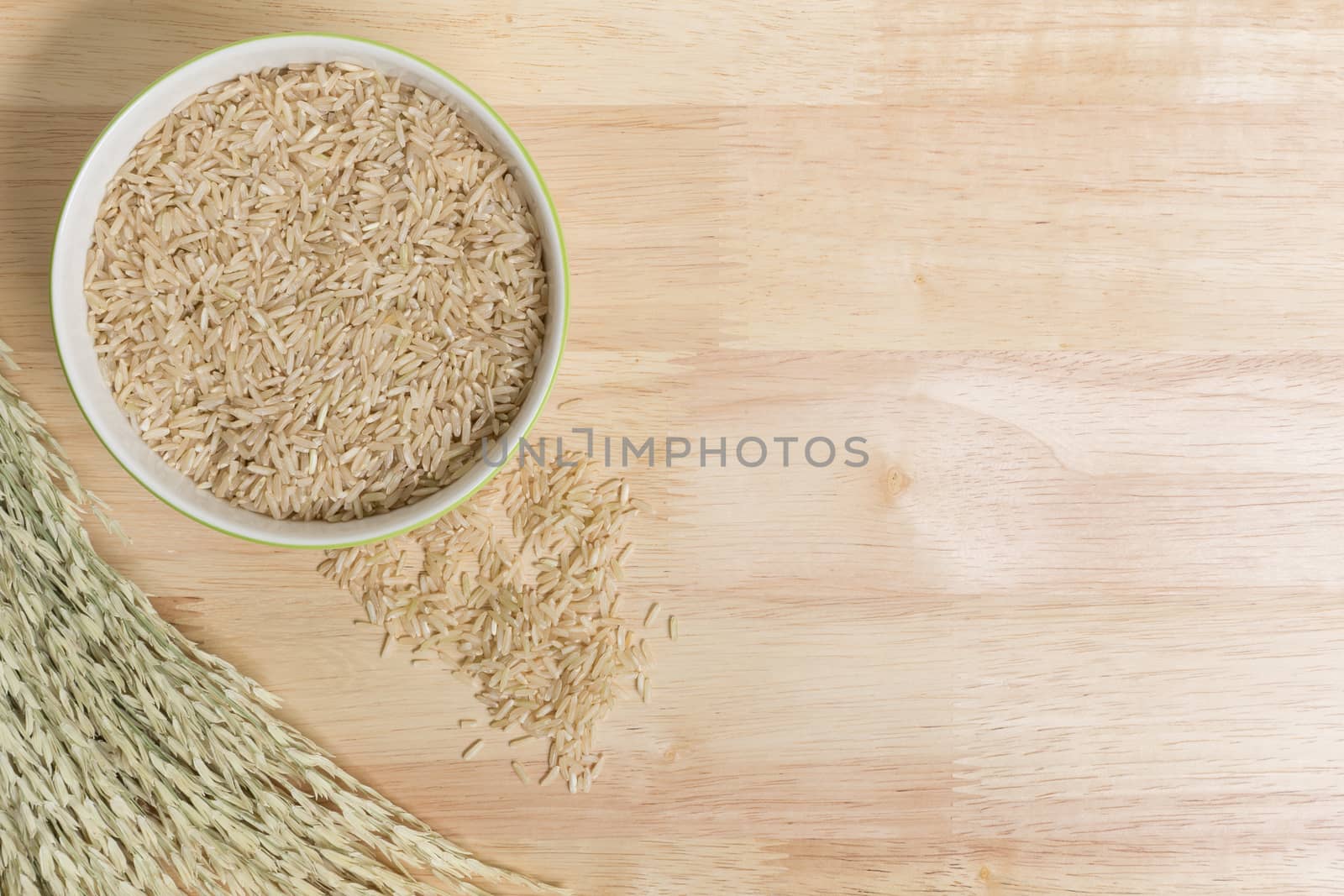 Uncooked Jasmine Brown Rice in Bowl