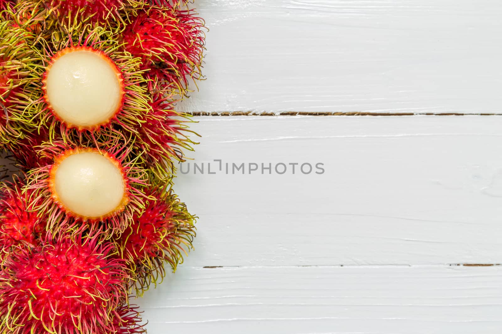 Rambutan, tropical fruit, common fruit in Southeast Asia countries.