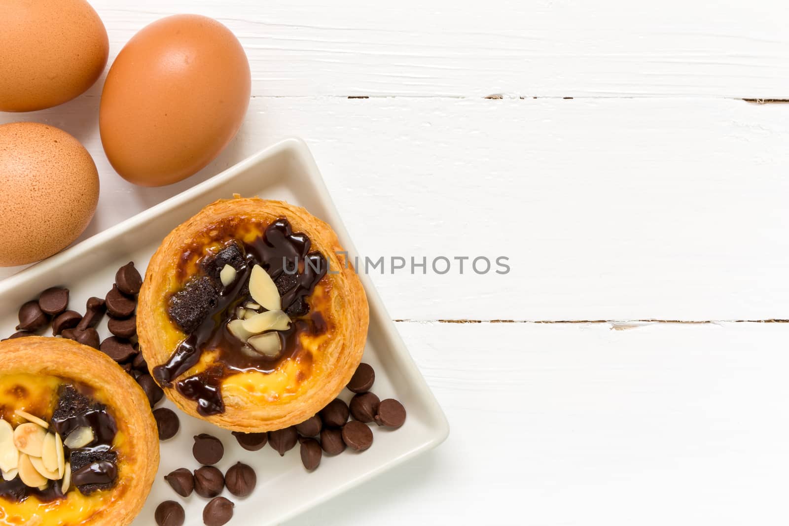 Traditional Portuguese egg tart to be eaten with tea.