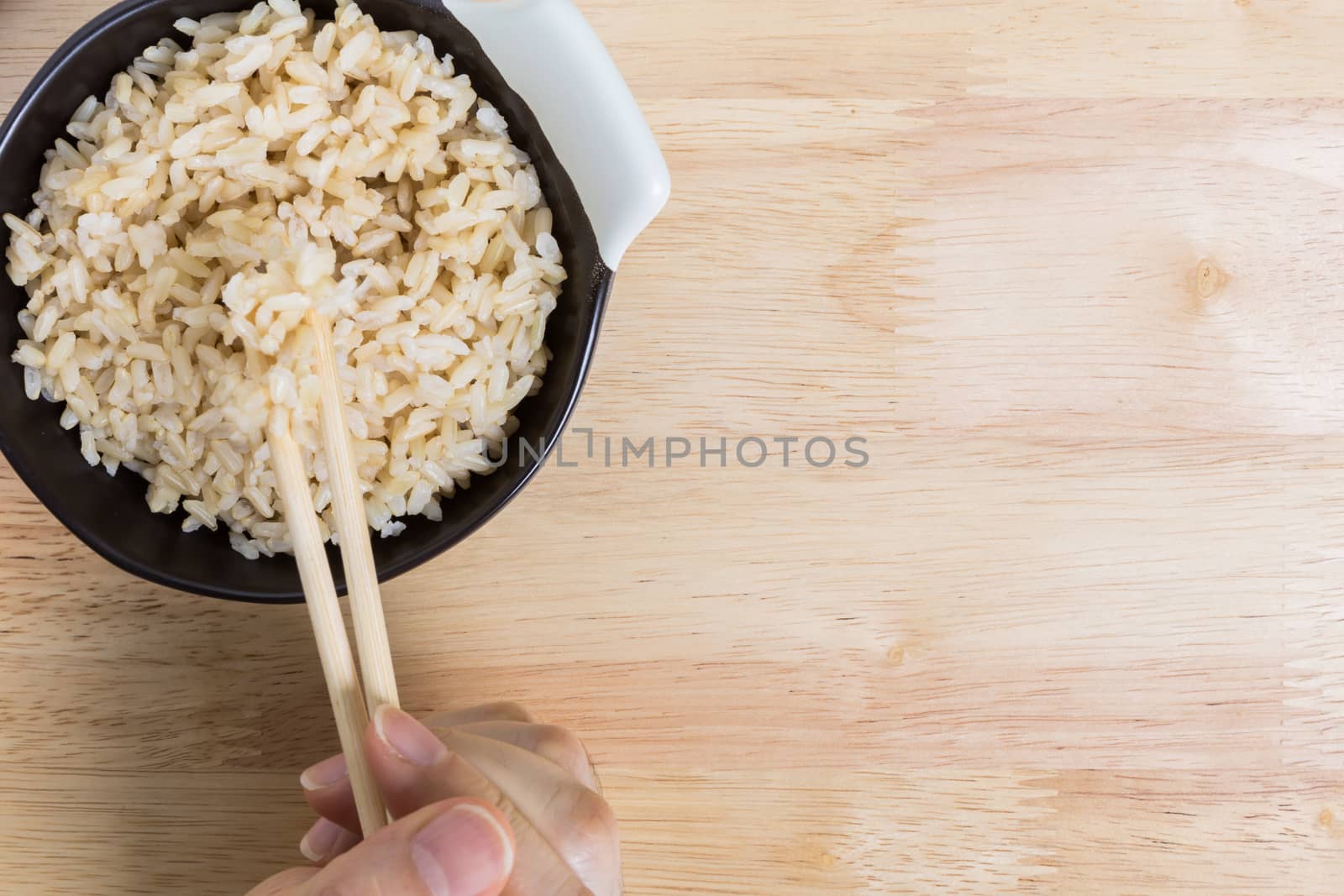 Cooked Jasmine Brown Rice in Bowl