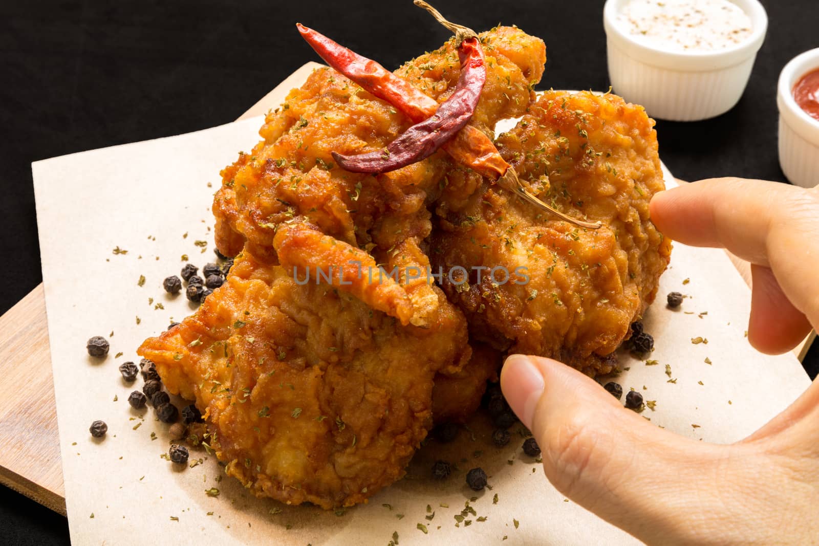 Spicy deep fried chicken great for snack break!