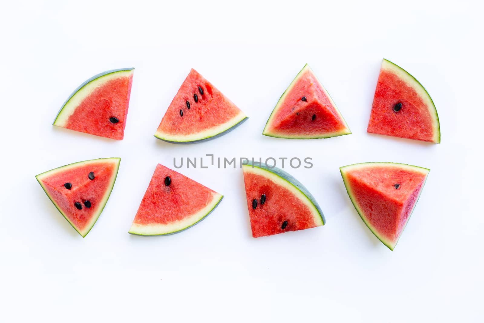 Watermelon pieces  on white.
