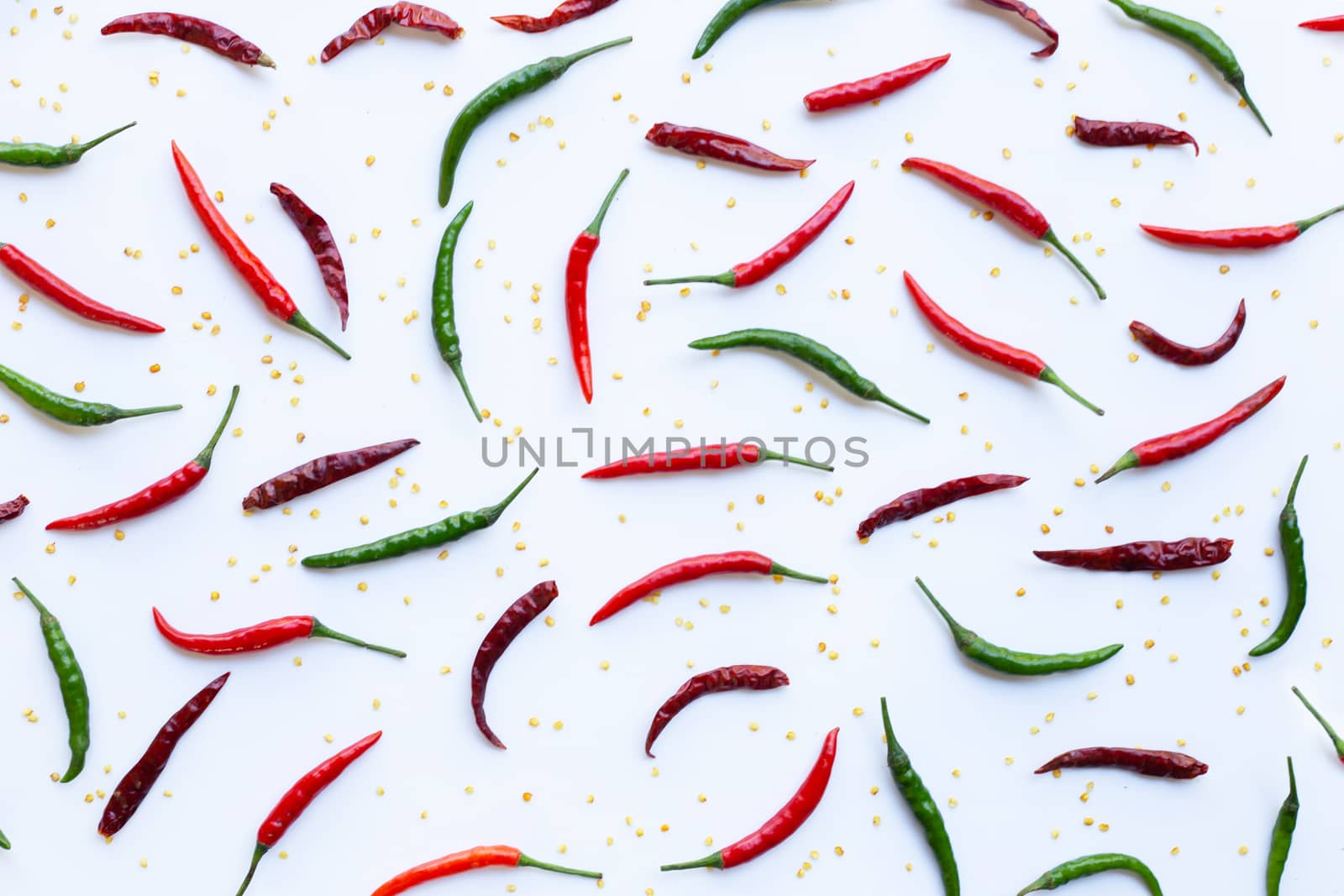 Hot chili pepper on white background.