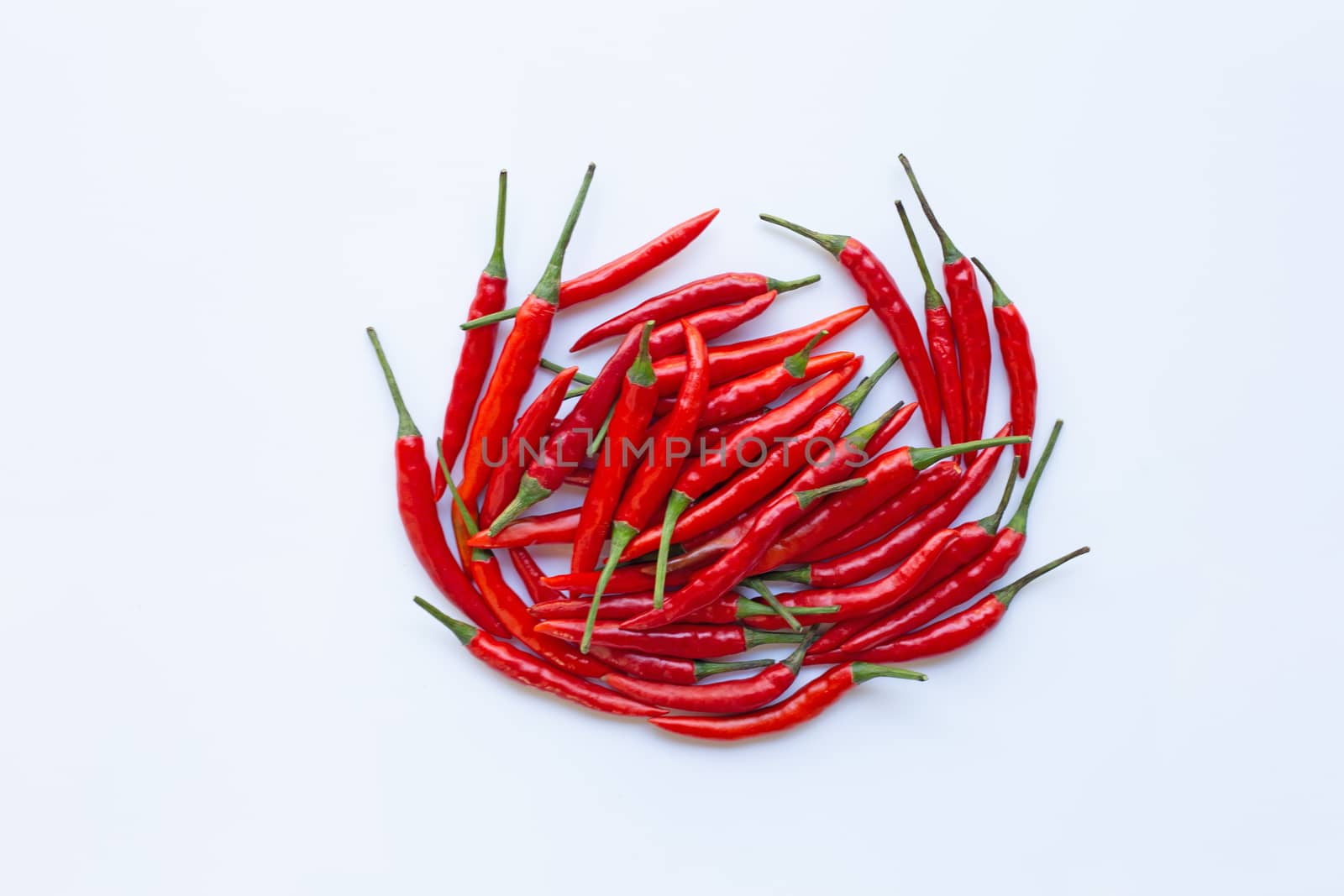 Hot chili pepper on white background.