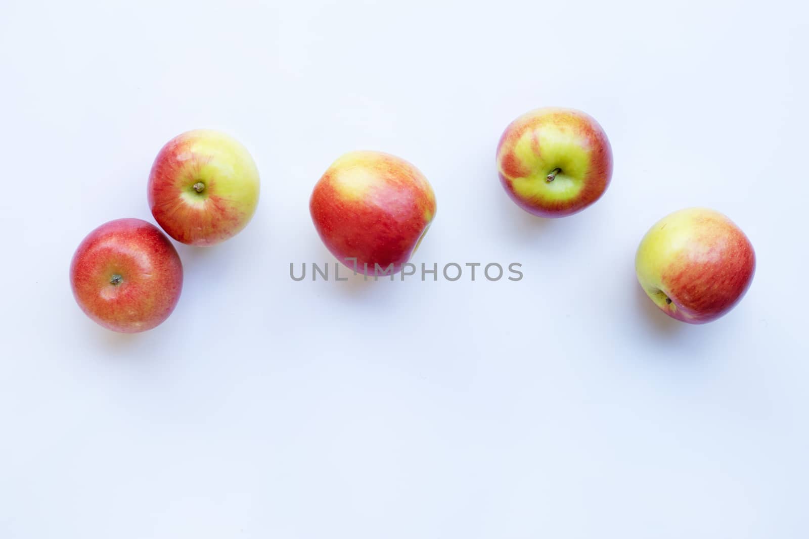 Apples isolated on white background. Top view