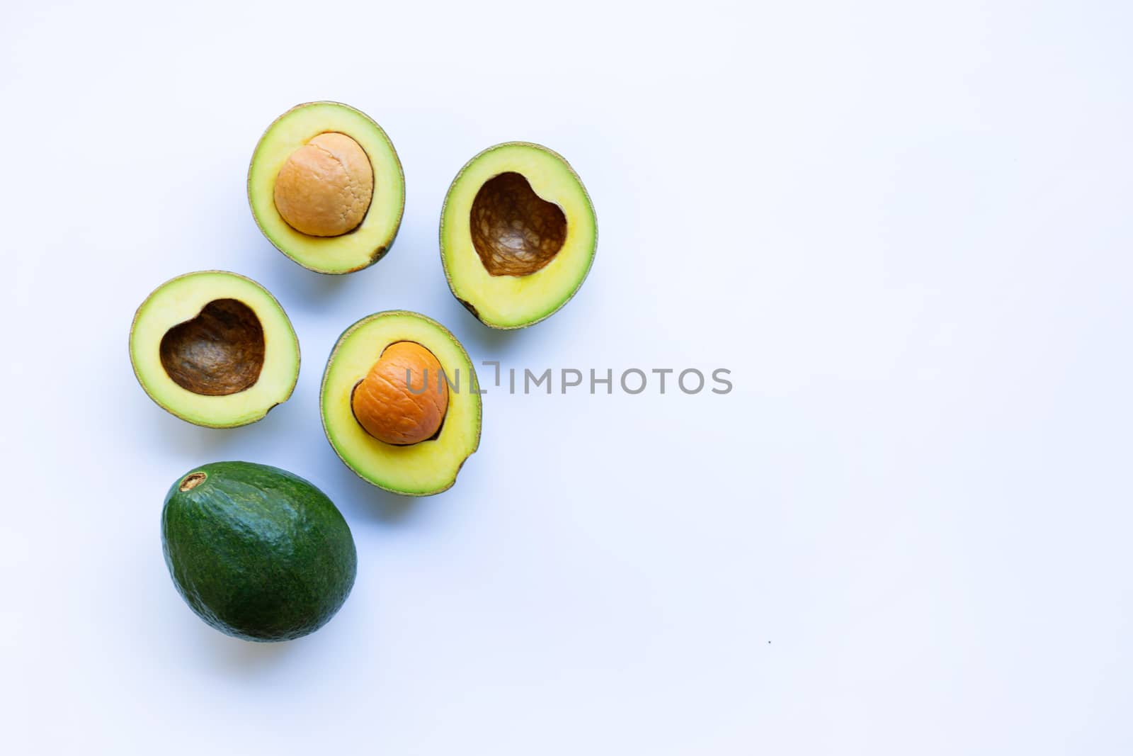 Avocado on white background.