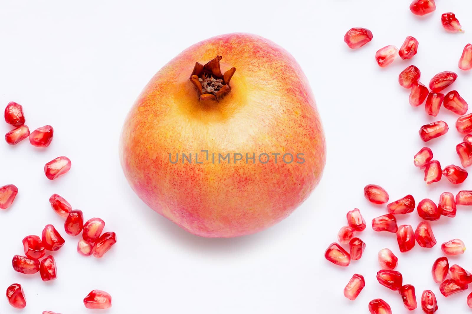 Pomegranate isolated on white background. Copy space
