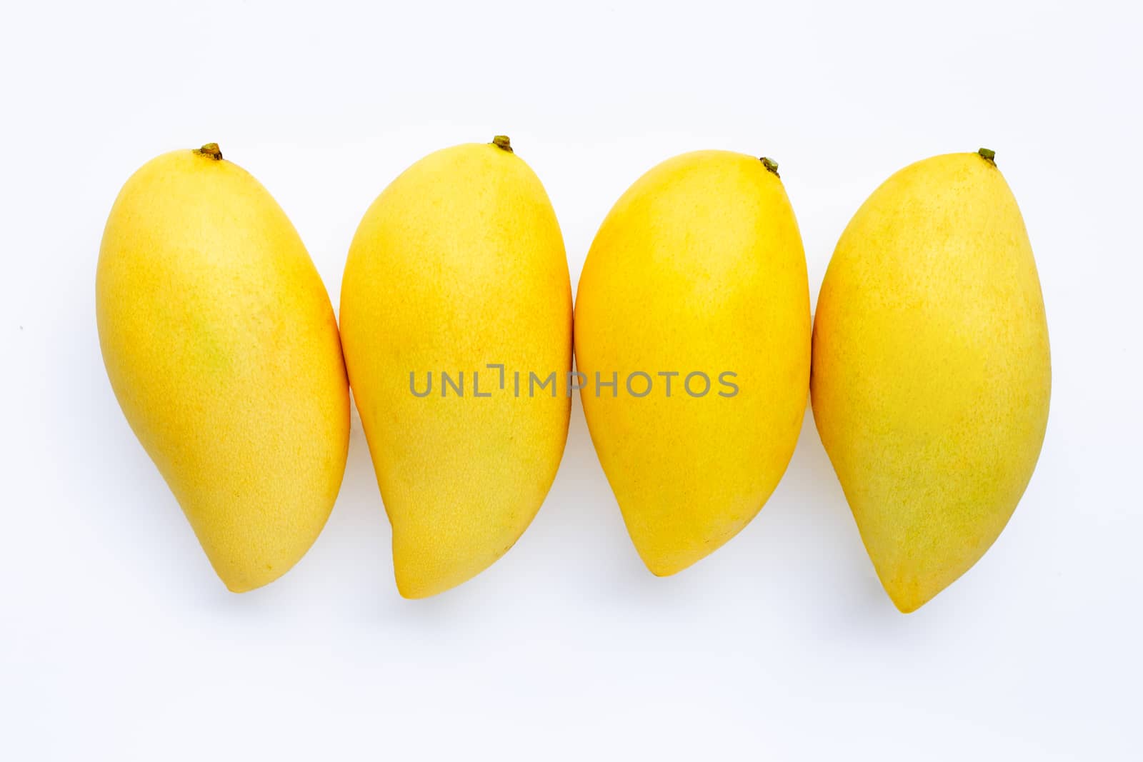 Top view of yellow mango, Tropical fruit  juicy and sweet.
