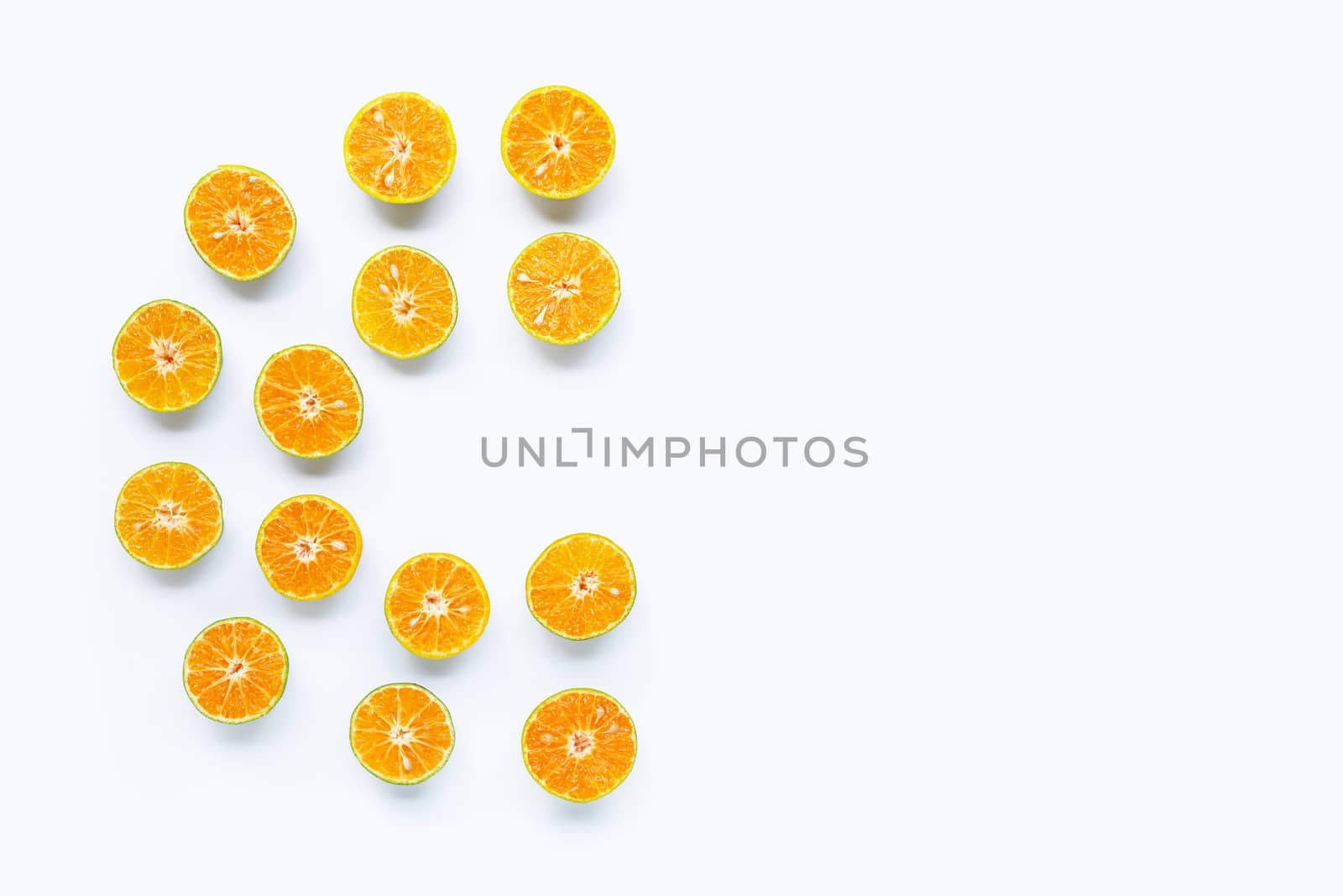 Fresh orange on white background.