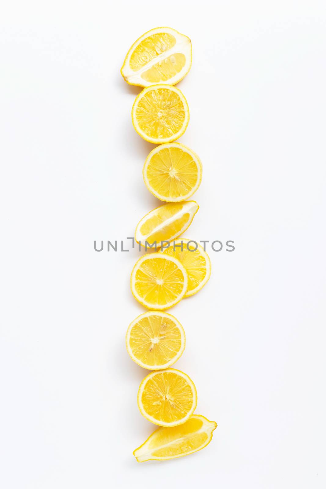 Fresh lemon slices on white background. by Bowonpat