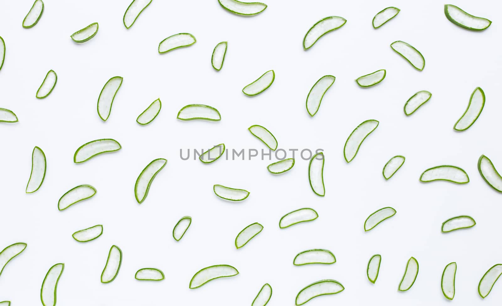 Aloe Vera  slices on white background. Top view