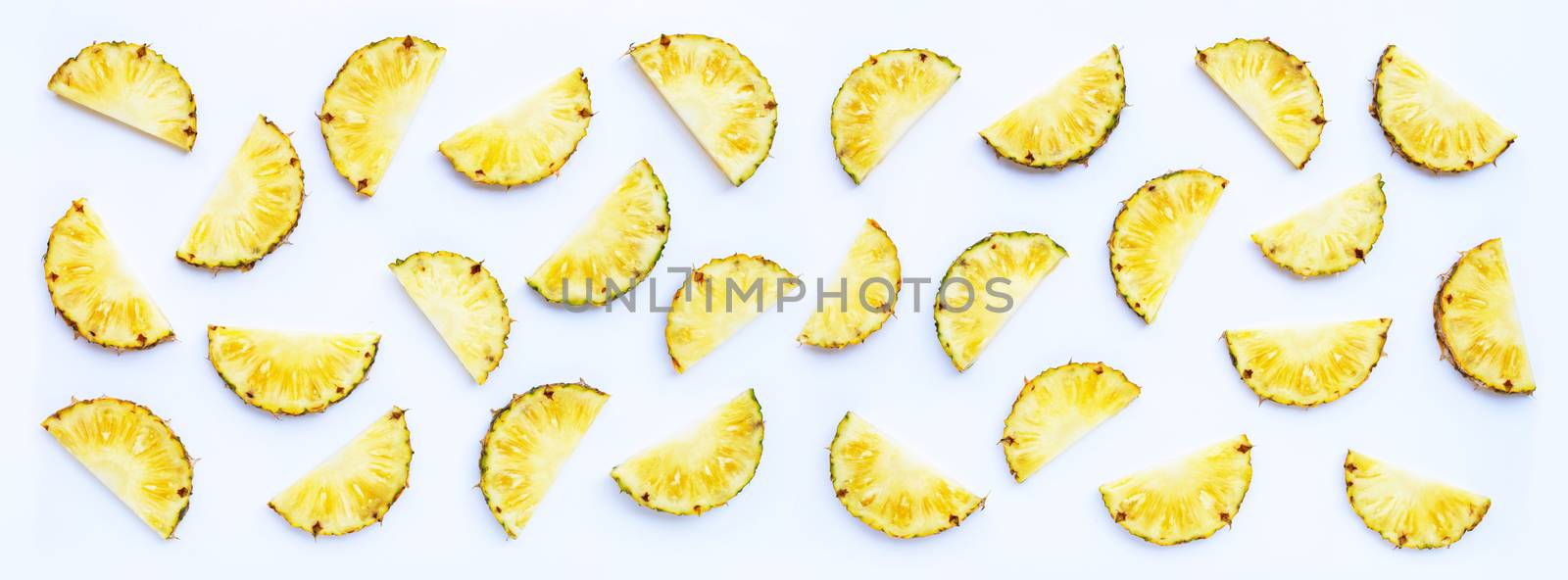 Fresh pineapple on white background.  by Bowonpat