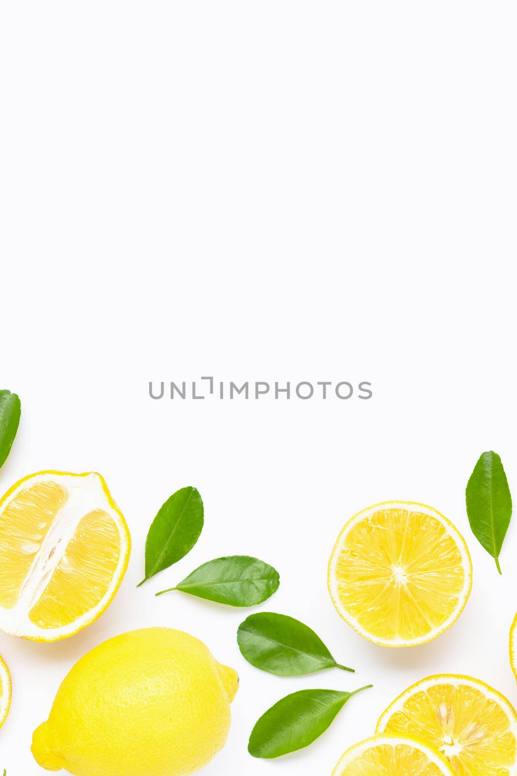 Lemon isolated on white background. Copy space