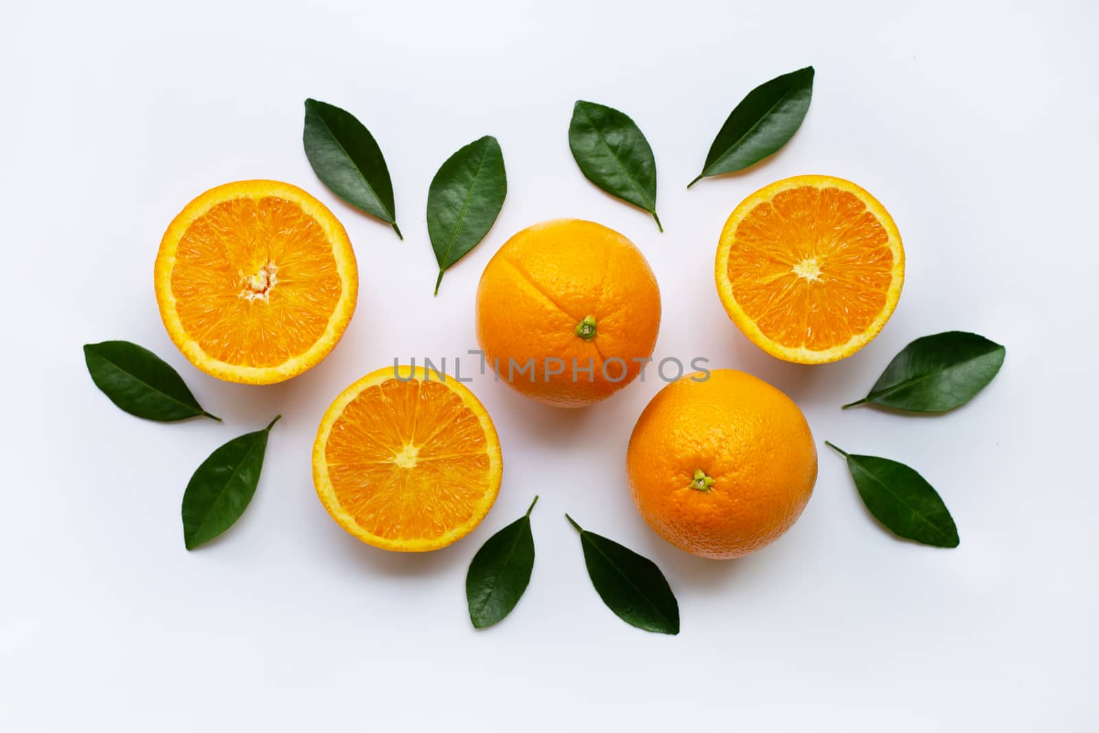 Fresh orange citrus fruit isolated on white background.