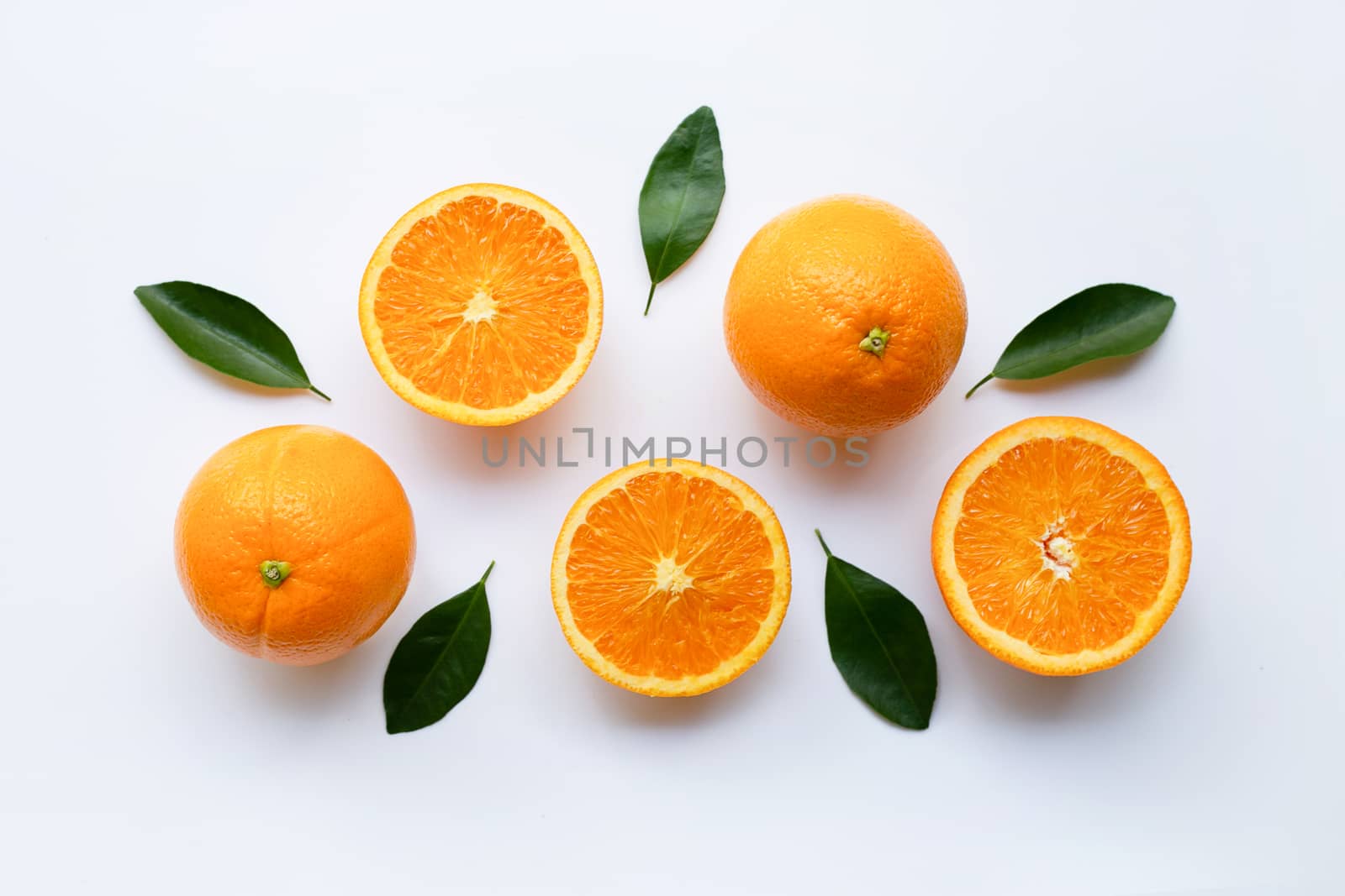 Fresh orange citrus fruit isolated on white background.