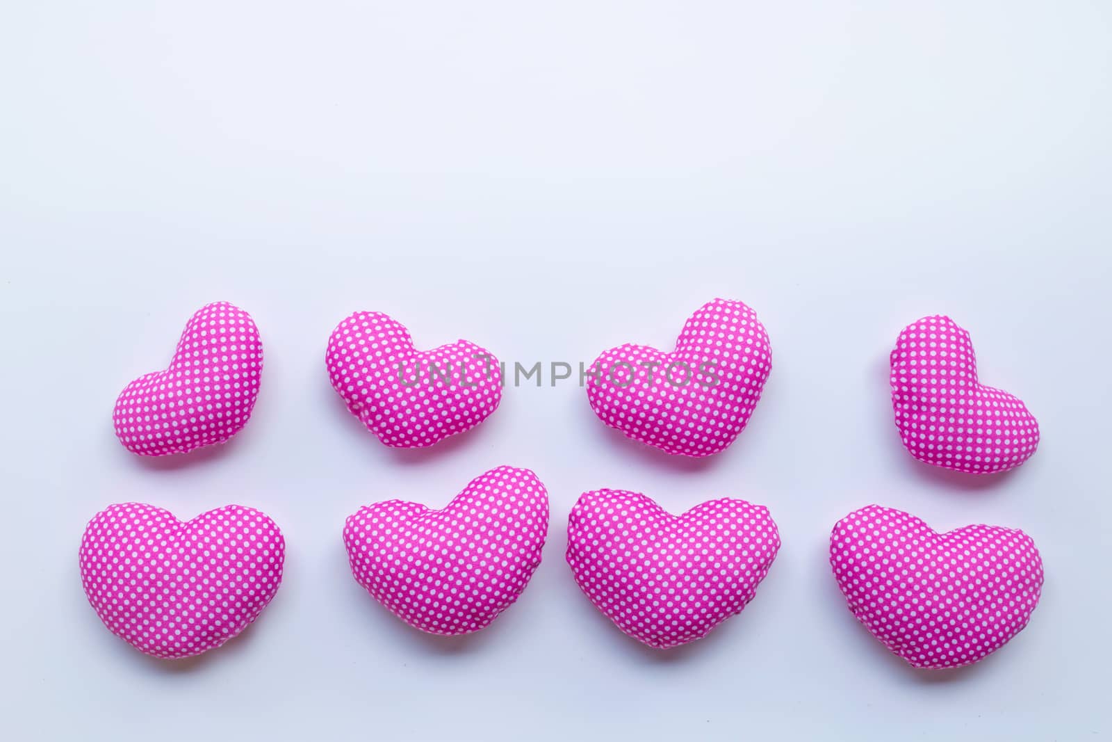 Valentine's hearts on white background. Copy space