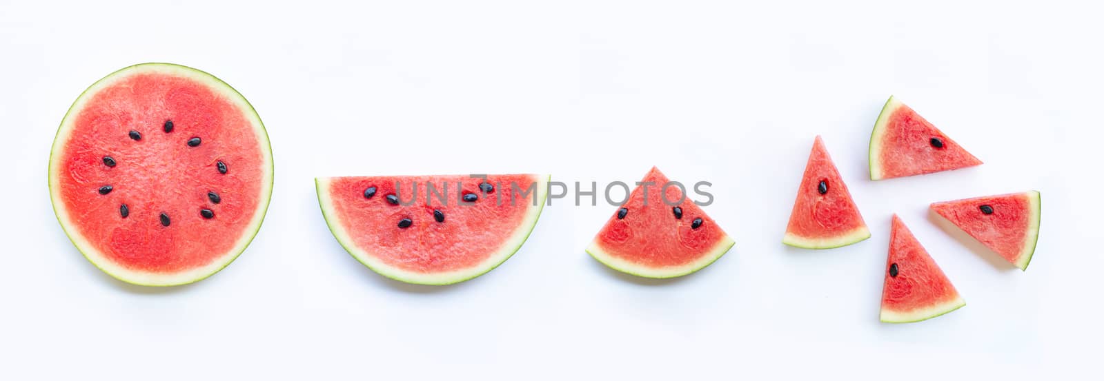 Sliced of watermelon isolated on white background. by Bowonpat