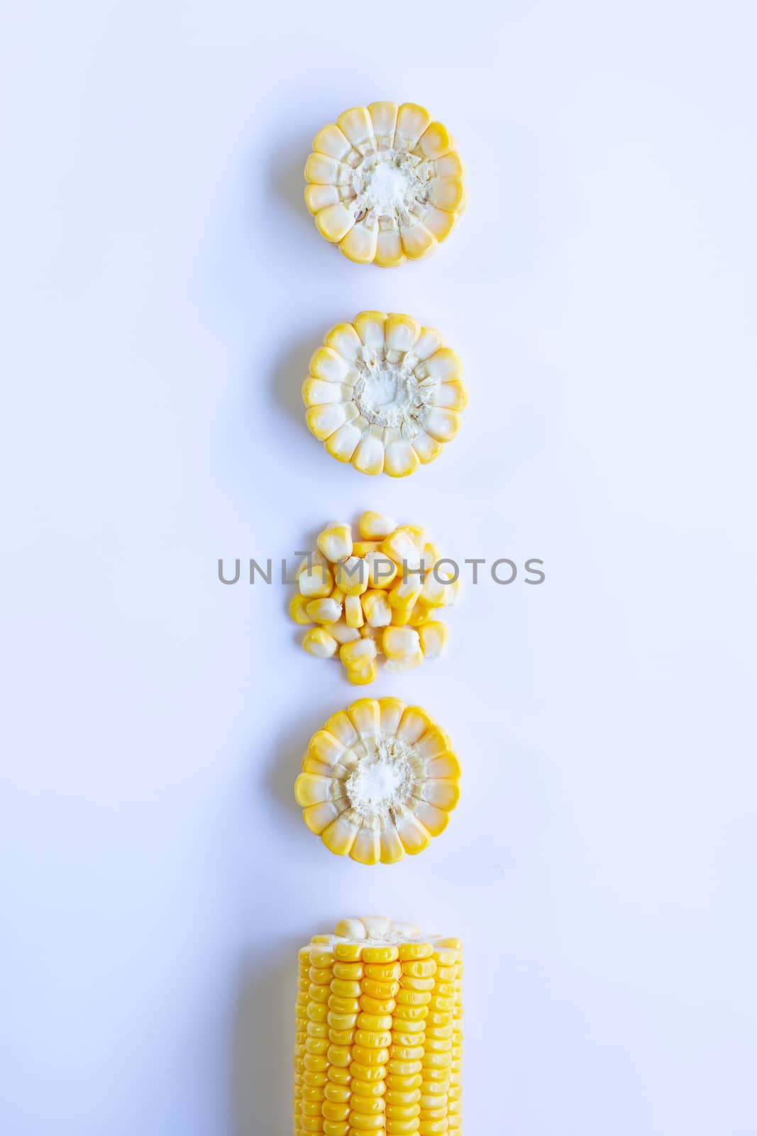 Corn on a white background. by Bowonpat