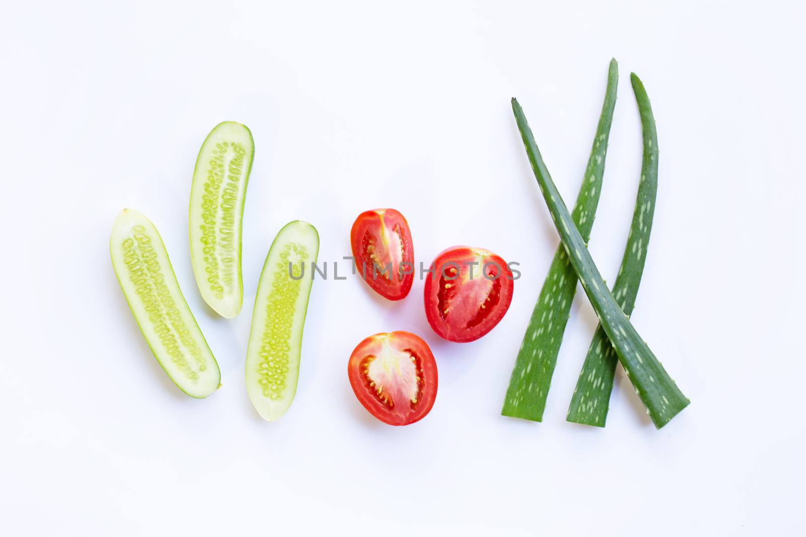 Natural ingredients for homemade skin care on white.