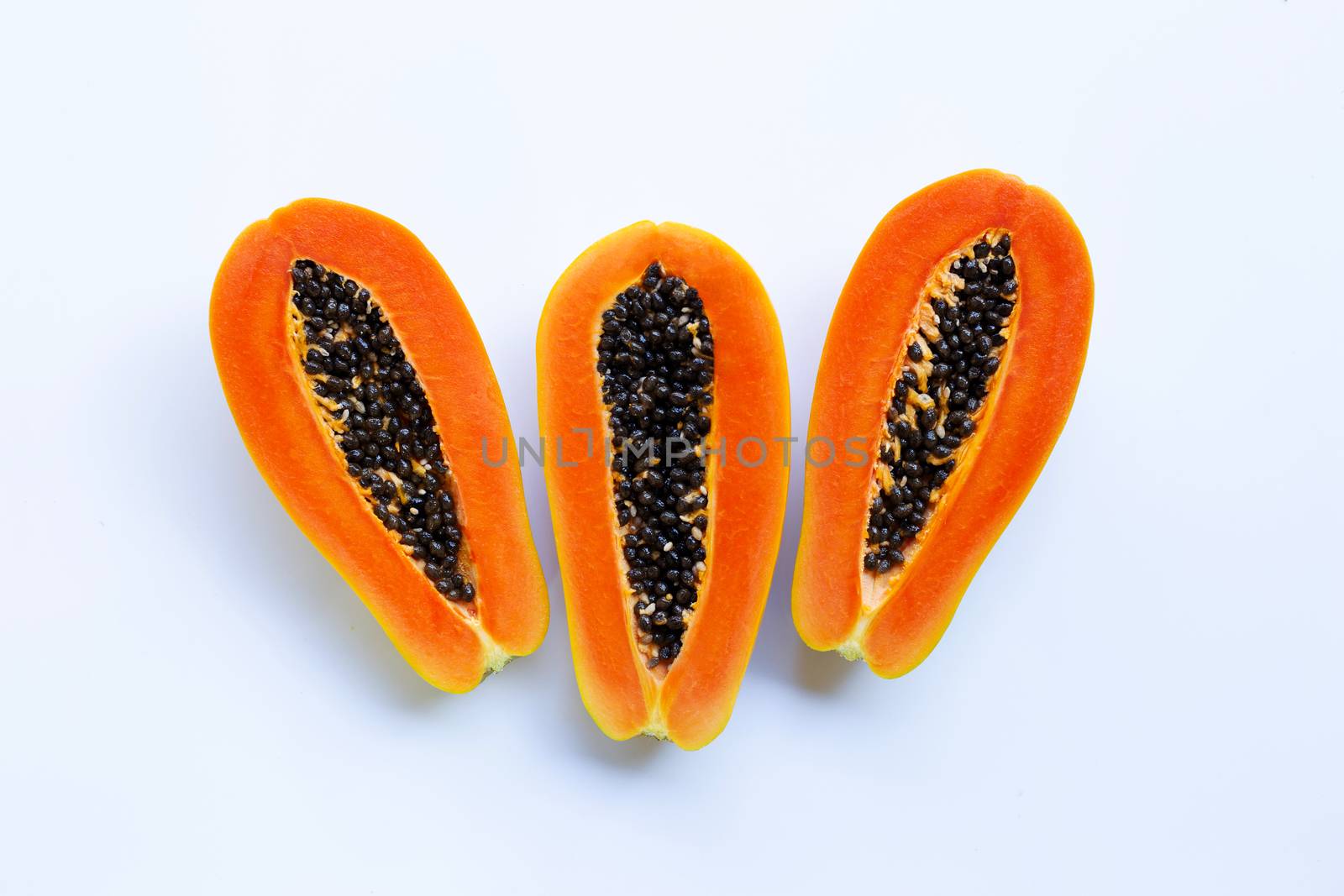Sweet papaya on white background