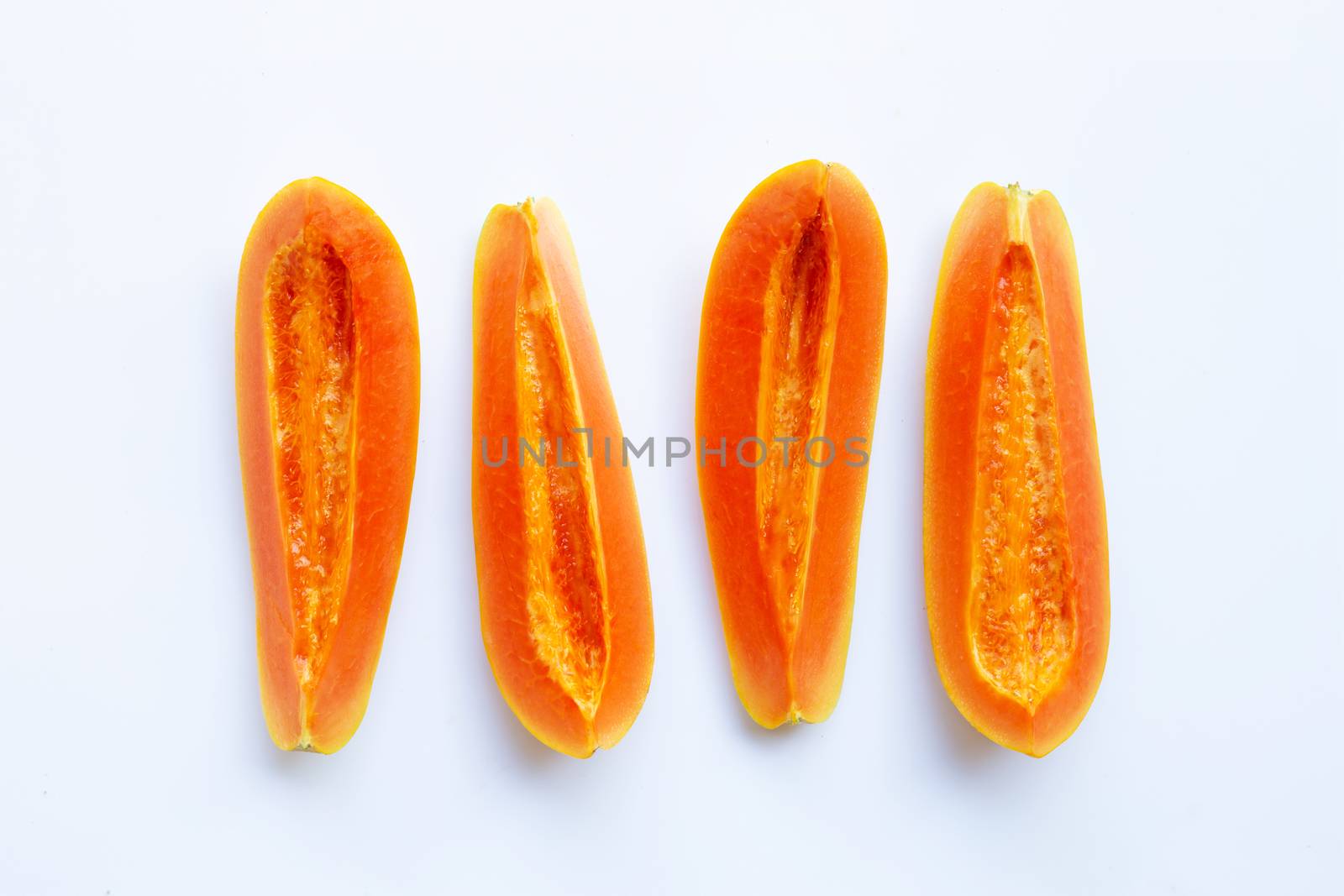 papaya on white background
