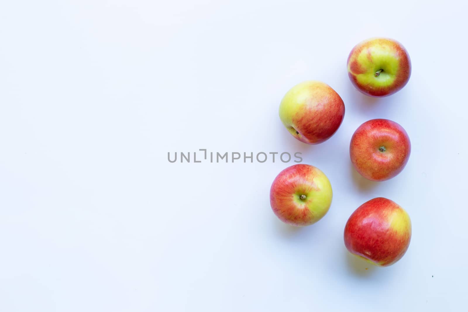Apples isolated on white background. Top view