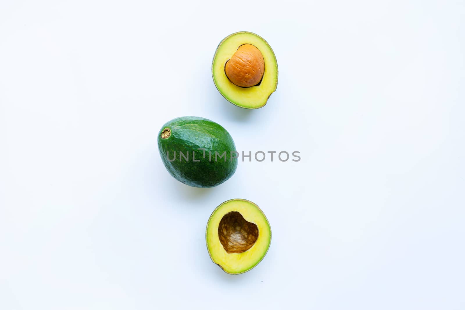 Avocado on white background.