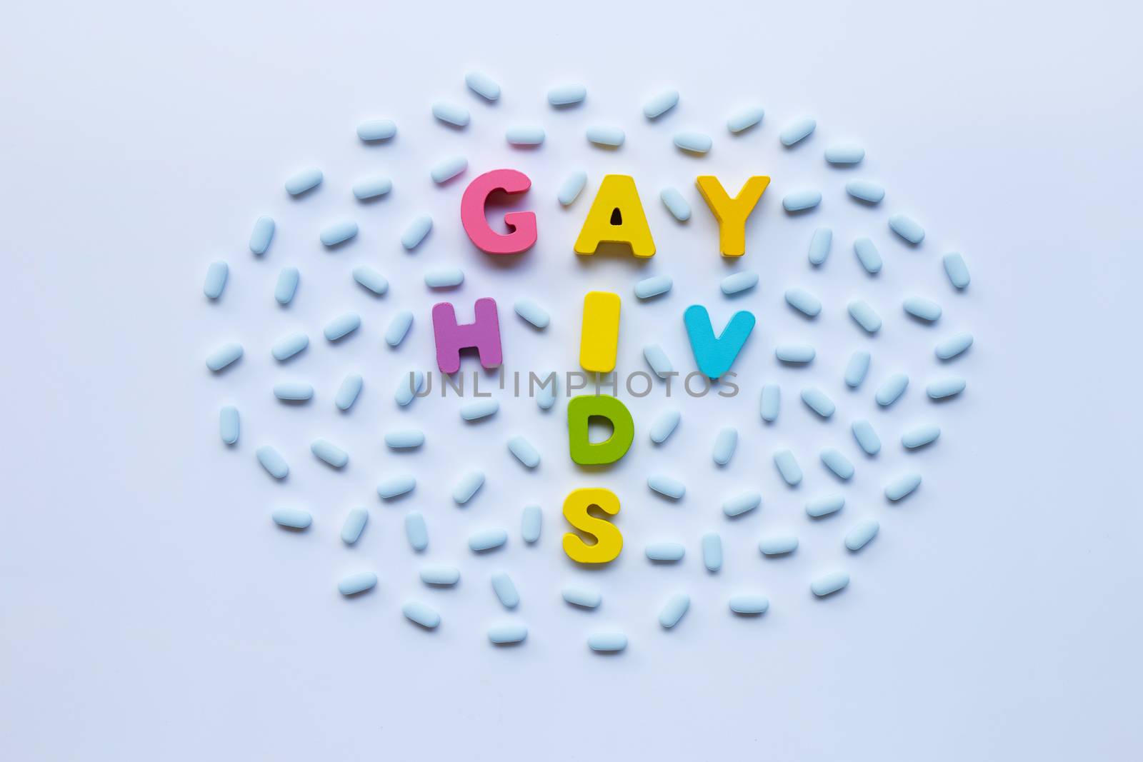 "PrEP" ( Pre-Exposure Prophylaxis). used to prevent HIV. White background. Gay concept