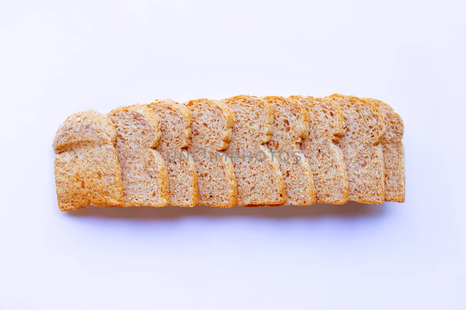  Whole wheat bread  isolated on white background.