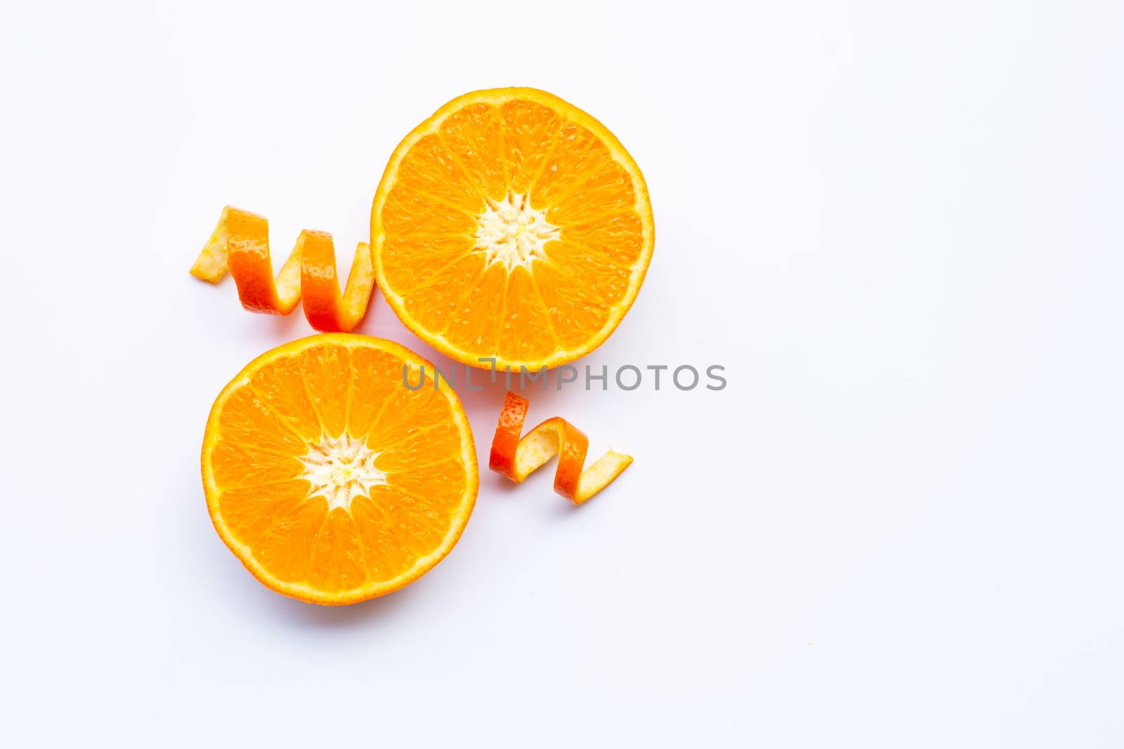 Fresh orange citrus fruits  on white background.