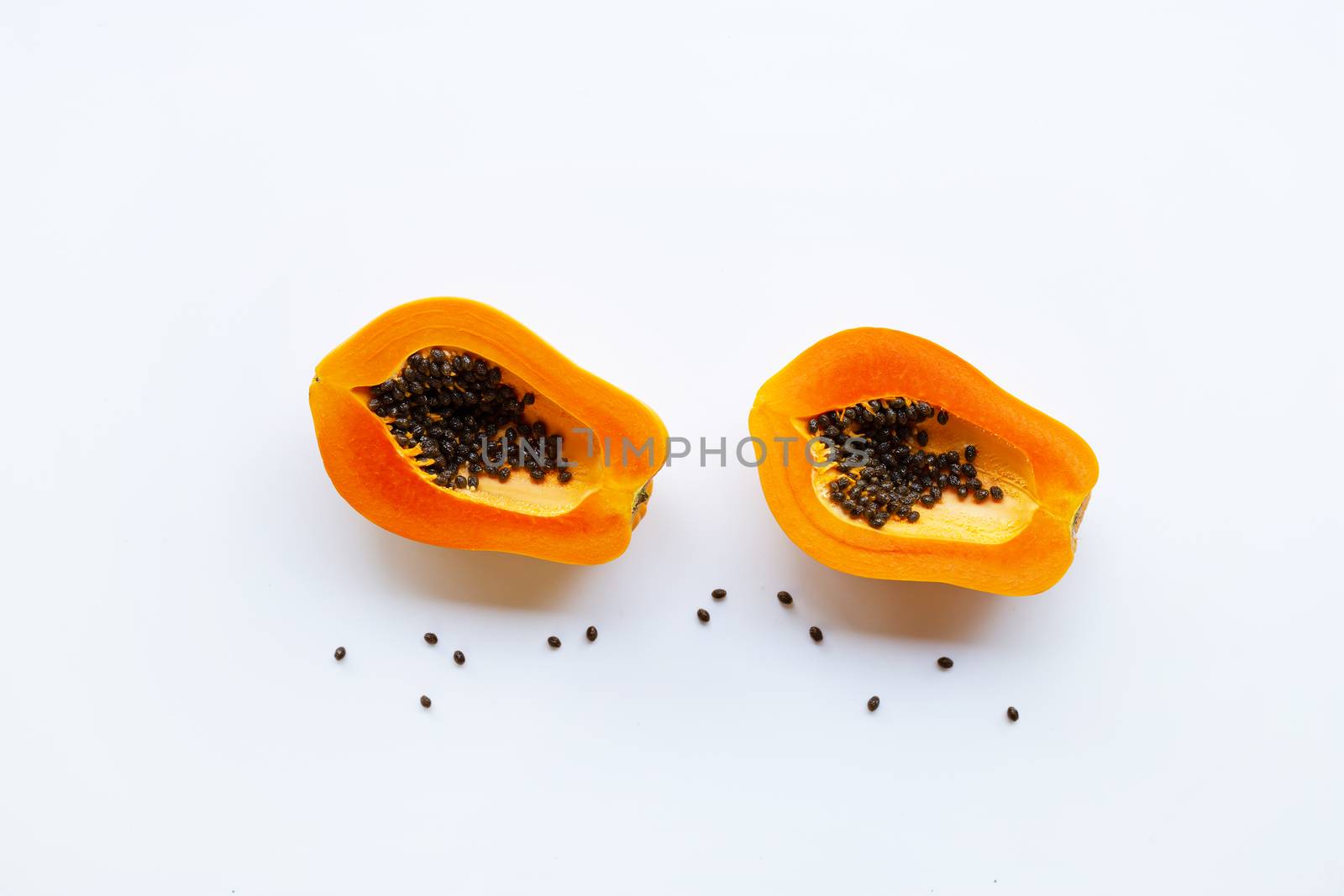 Papaya fruit on a white background.
