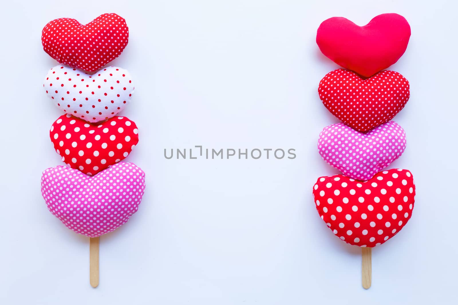Valentine's hearts on white background. Copy space