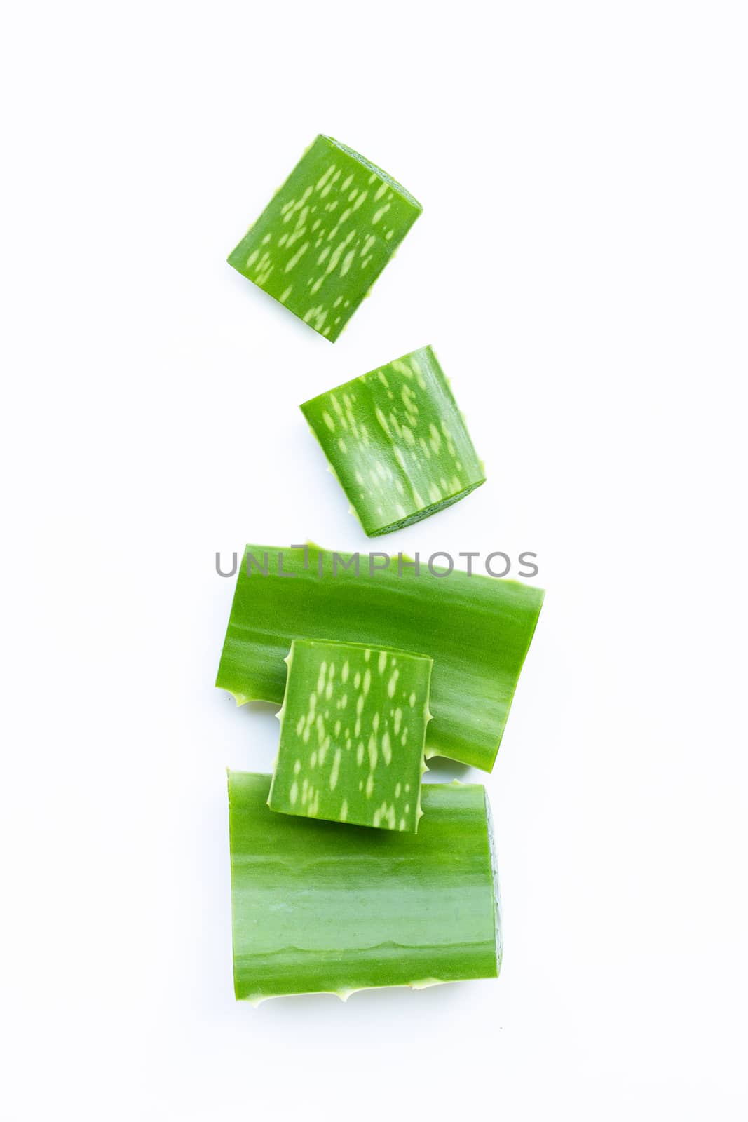 Aloe vera sliced isolated on white. by Bowonpat