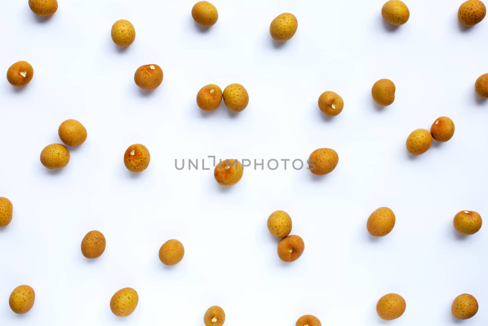 Longan isolated on white background. Top view