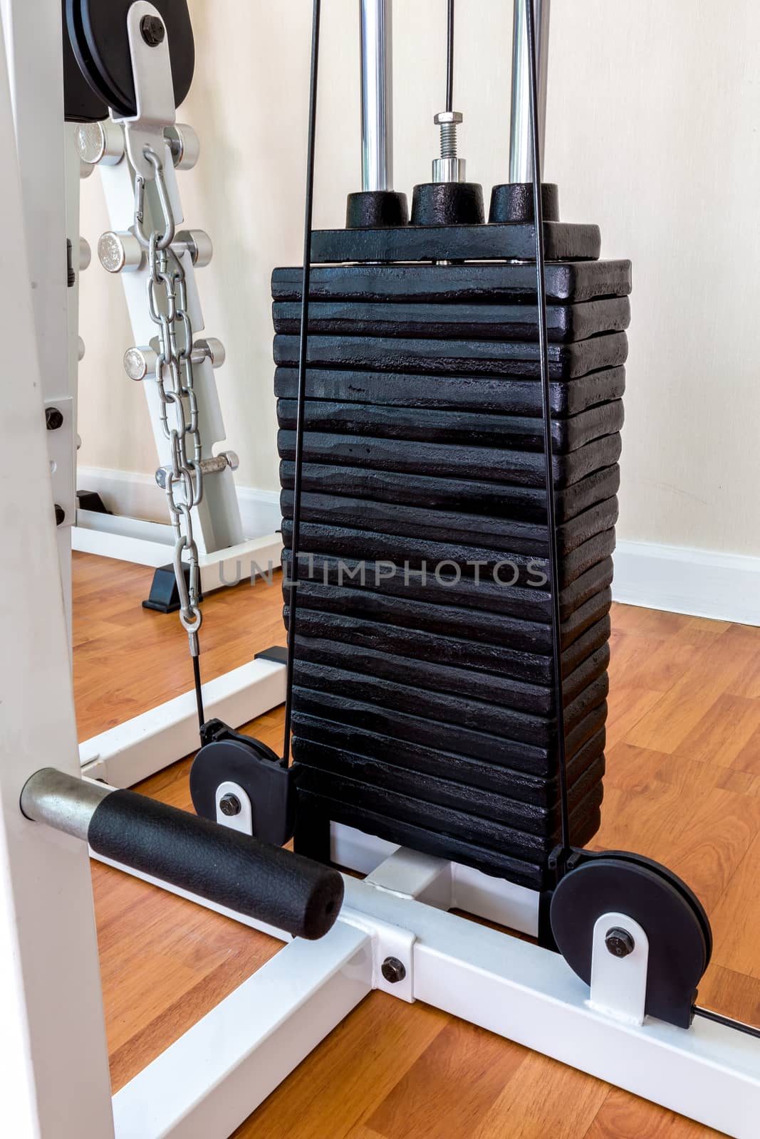 Weight training machine and equipment in gym
